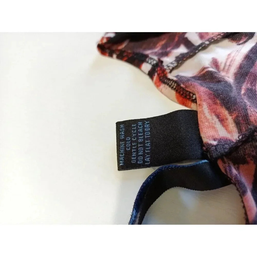 Saint Tropez West size M Blouse Orange and Black Floral - Picture 12 of 12